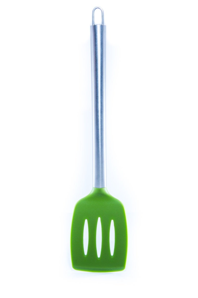 Chef Frog Silicone Slotted Turner Spatula by Chef Frog - For Home or Professional Use - Features our “Stay-Cool” Stainless Steel Handle - Image 1
